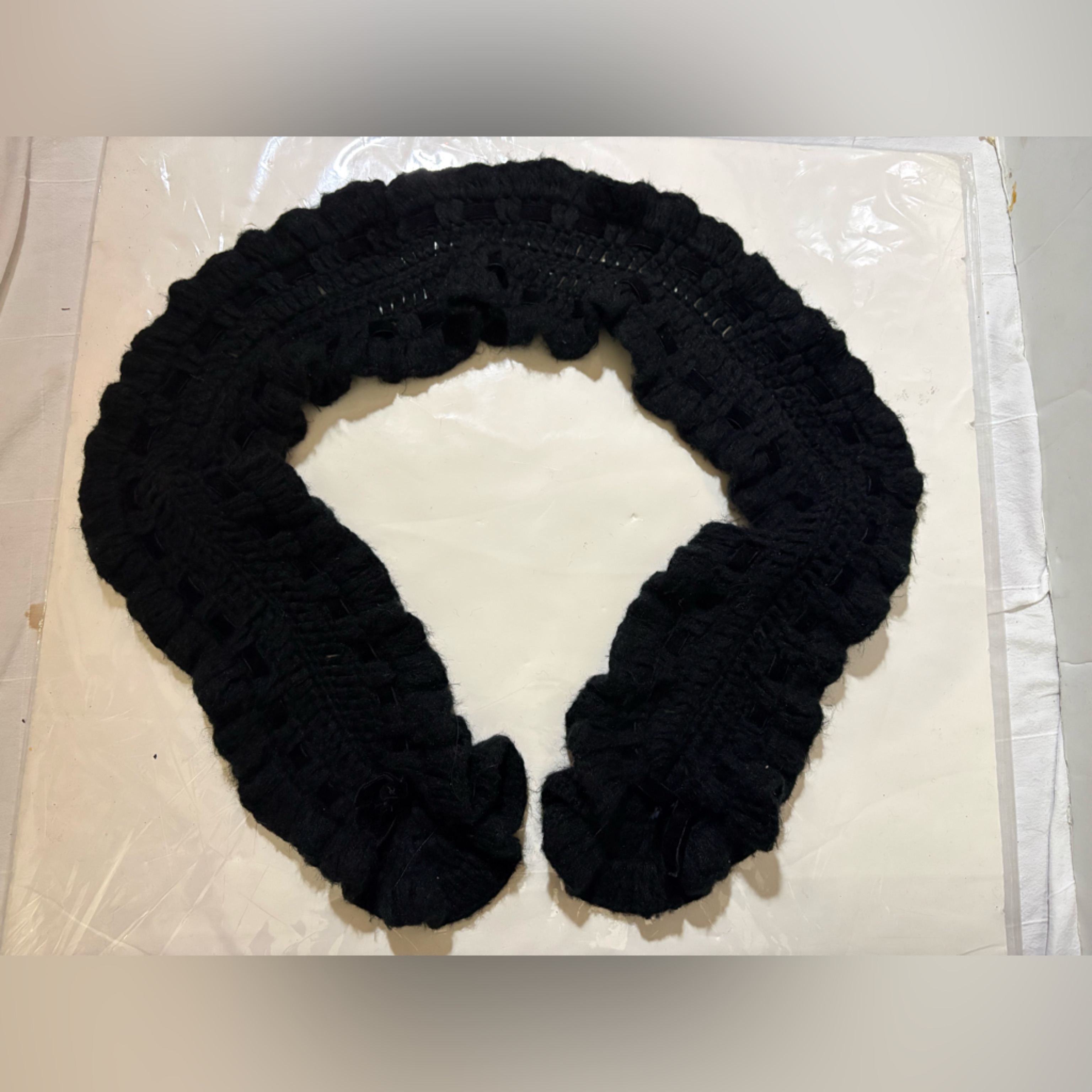 Vintage Tristan Black Ruffled Scarf